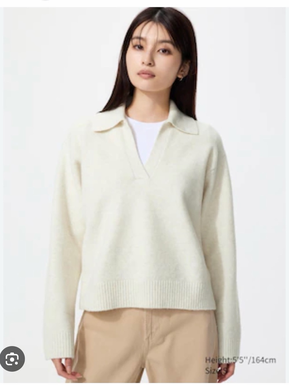 UNIQLO Souffle Yarn Skipper Polo Sweater